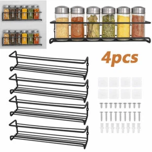 4X Kitchen Cupboard Door/Wall Mounted Spice Rack Holder Shelf Storage Organizer - Picture 1 of 15