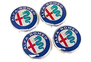 Set of 4 2016 Official Genuine Alfa Romeo 147 50mm Alloy Wheel Center Caps - Picture 1 of 4