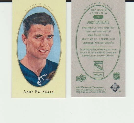 Andy Bathgate, 2011 Parkhurst Champions Champ's Mini #9, New York Rangers, HOF  - Image 1 of 1