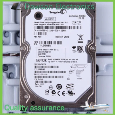 HDD Seagate (ST9120822AS) 120 GB 2.5" 8 MB 5400 RPM SATA Laptop Hard Disk Drive - Image 1 of 3