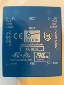 Block Printtransformator Sicherheitstransformator FL 10/9 10 VA 230 (2 x 115 V) - Bild 1 von 2