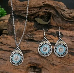 Boho Style Schmuckset Blumenstil Tropfenform - Bild 1 von 6