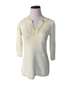 J. McLaughlin Women Palmer Split V-Neck Sweater Top Size S Green Coastal Grandma - Picture 1 of 12
