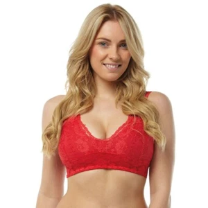 BRAND NEW BELVIA ULTRA COMFORT PADDED BRA WITH LACE - RED - 3 SIZES AVAILABLE - Picture 1 of 1