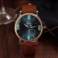 Fashion Men's Date Stainless Steel Leather Sport Quartz Noctilucent Wrist Watch