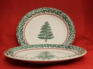 Furio Schwamm grün Weihnachts Urlaubsbaum 2 Teller Made Italy italienisch - Bild 1 von 3
