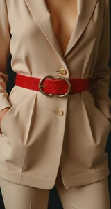 Mujer Rojo Entretejido Piel Sintética Sofisticado Belt Metal Dorado Hebilla Fit - Imagen 1 de 24