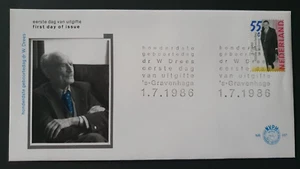 1986 NETHERLANDS NEDERLAND POLITICIAN DR. WILLEM DREES FAMOUS PERSON NR 237 FDC - Picture 1 of 1