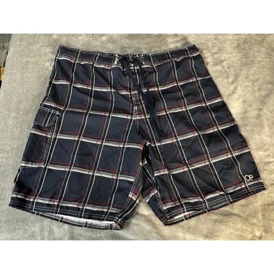 Pantalones cortos de natación OP para hombre 2XL a cuadros azul marino/rojo/blanco con cordón elástico Foto 1 de 4
