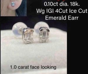 IGI diamond earrings VS SI- F G Color 0.10 Carats In 18k White Gold - Picture 1 of 3