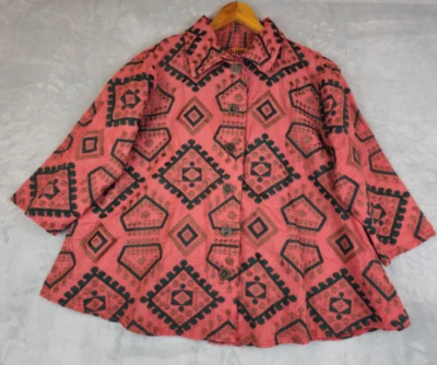 Chaqueta URU Mujer Talla Única Rosa Seda Bordado Tapiz Botón Frontal Capas Look Foto 1 de 4