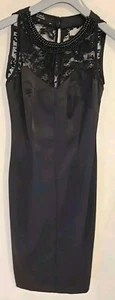 STAR Julien Macdonald Black Bodycon Dress Size 8 Polyester Lace, Beaded Neckline - Picture 1 of 23