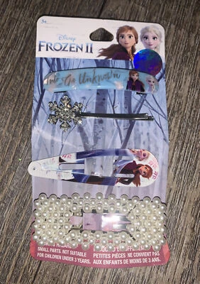 Claire’s Disney Frozen Rhinestone Snowflake Pearl  Elsa Hair Barrette Snap Clip - Image 1 of 3