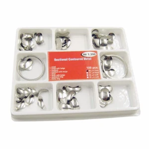 100Pcs/kit Dental Matrix Sectional Contoured Metal Matrices No.1.398 & 2 Rings - Picture 1 of 8