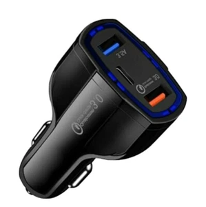 FAST PHONE CAR Charger 2 USB +Type C 75% FASTER for Android & iPhone & laptop - Picture 1 of 12