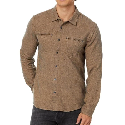 Sobrecamisa Umber John Varvatos Para Hombre Darío Cepillado Melange LS Bolsillo Frontal a Presión Foto 1 de 4