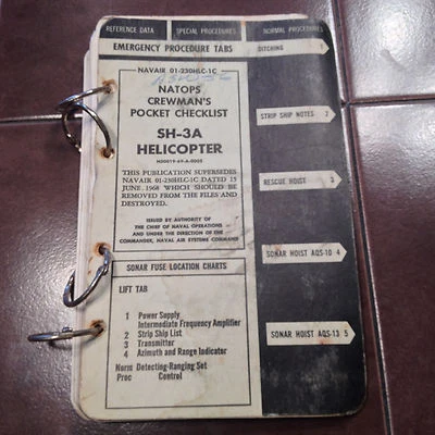 Sikorsky Sea King SH-3A Helicopter Crewman's Pocket Checklist aka S-61 - Image 1 of 4
