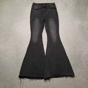 Pantalones de mezclilla Judy Blue súper acampanados para mujer 5/27 negros desgastados dobladillo crudo algodón 27x33 - Imagen 1 de 10