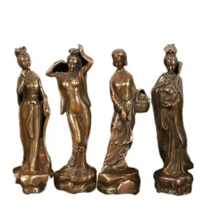 Vintage Bronze Collectibles: Four Ancient Chinese Beauty Statues - Picture 1 of 10