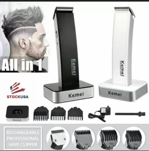 Kemei Rechargeable Professional Hair/Beard Clipper/Shaver KM-619 White/bkack - Picture 1 of 4