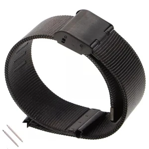 Mesh-Uhrenarmband Milanaise Armband Edelstahl Schwarz Metall 12 14 16 18 20 22mm - Bild 1 von 2
