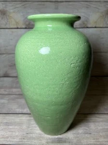FLAVIA Montelupo Art Pottery Studio Textured Lime Green Vase 11.5x7” Large - Picture 1 of 7
