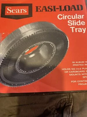 Bandeja circular deslizable de carga fácil Sears 9986 usada de colección en álbum tiene capacidad para 100 diapositivas Foto 1 de 4