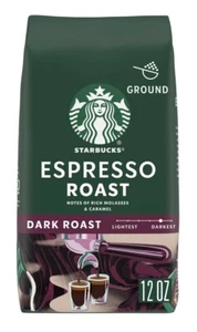 STARBUCKS ESPRESSO TOSTADO DK. BOLSA DE CAFÉ MOLIDO 12 oz - PAQUETE DE 3 - Imagen 1 de 1