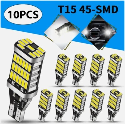 T15 921 912 Bombilla LED de respaldo inverso W16W 6000K Blanco súper brillante 45SMD 10x Foto 1 de 2