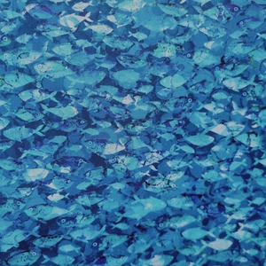 Watercolor School of Small Fish on Dark Blue Cotton Shirting/Quilting - Blender - Picture 1 of 4