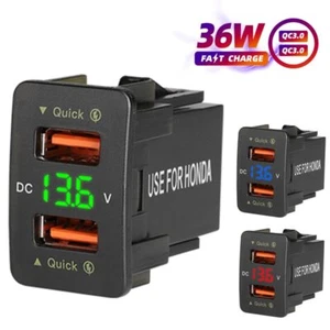 12V/24V double QC3.0 voiture chargeur rapide téléphone voltmètre adaptateur de prise pour Honda - Photo 1 sur 24