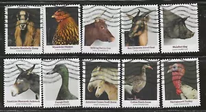 US Sc# 5583-5592 HERITAGE BREEDS FARM ANIMALS SET of10 USED OFF PAPER SOUND - Imagen 1 de 1