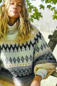 FREE PEOPLE Frozen forrest Tunic Jumper Long Multi UK XS 6 - 8 RRP £228 FP77 - Picture 1 of 11