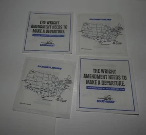 JUEGO DE 4 SERVILLETAS DE CÓCTEL SOUTHWEST AIRLINES LA ENMIENDA WRIGHT SIN AMOR - Imagen 1 de 1