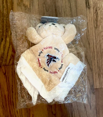 Atlanta Falcons Baby Security Bear Blanket Tan NFL Officially Licensed 14X14 in Cover