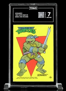 1989 Topps Teenage Mutant Ninja Turtles TMNT Card LEONARDO #4 TAG 7 Near Mint - Picture 1 of 7