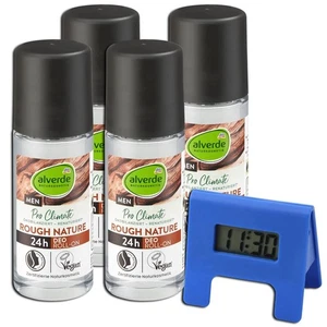 4 x alverde MEN Deo Roll-on Rough Nature, 50 ml + Wecker - Bild 1 von 2