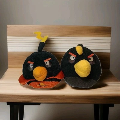 Angry Birds Plush Outer Space Black Fire Bomb Bird Orange Black 6”No Sound - Image 1 of 4