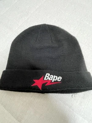 Bape вязаный крышка черный теплый Beanie мягкий эластичной б/у отличном состоянии - Изображение 1 из 4