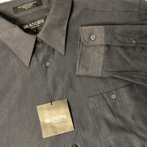 Camisa Brandini le Collezioni Hombres Grande Gris Microfibra Abotonada Manga Larga Nueva con Etiquetas - Imagen 1 de 8