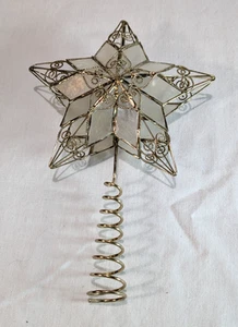 Albero di Natale Stella Topper Capiz Conchiglia e Filo Oro 3D 9" x 6" - Foto 1 di 3