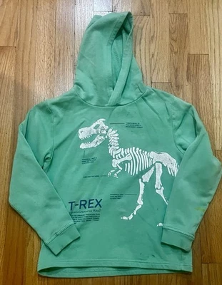 Moletom Zara tamanho 8/10 HOODIE T-REX verde dinossauro - Imagem 1 de 4
