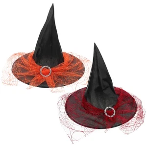 2 Pezzi Cappello Strega Mago Decorazione Halloween Cappelli Bambino Festa Creativo - Foto 1 di 12