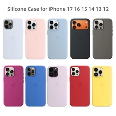 Soft Silicone Case For Apple iPhone 17 Pro Max 17 Air 16 15 14 13 12 With Logo - Image 1 of 4