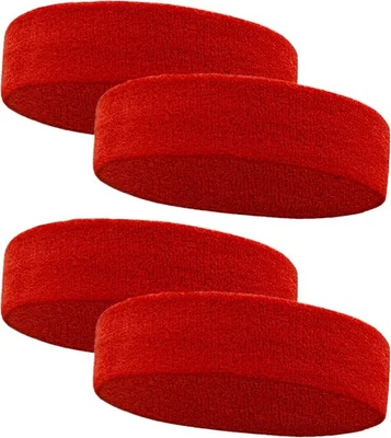 Pack de 4 diademas deportivas para hombre y mujer, rojas absorbentes de humedad  Foto 1 de 4