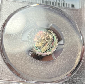1958-D 10C MS67 FB PCGS Toned Rosevelt Silver Dime - Mint Set Rainbow Toning - Picture 1 of 9