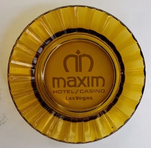 Vintage Maxim Hotel Casino Las Vegas NV Bernsteinfarbener Aschenbecher aus überbackenem Glas - Bild 1 von 2