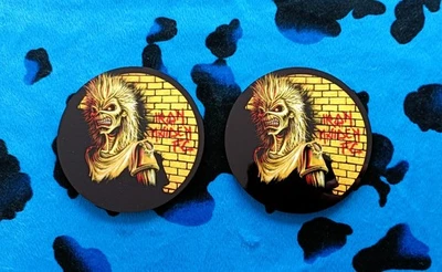 IRON MAIDEN - FC -  PAIR OF PRINTED ROUND COASTERS - Image 1 of 2