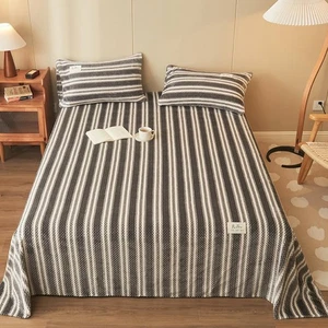 Velvet Plush Sheet Set,Simple Stripes Fleece Printed Sheet Set,Cozy Warmth Ve... - Bild 1 von 7