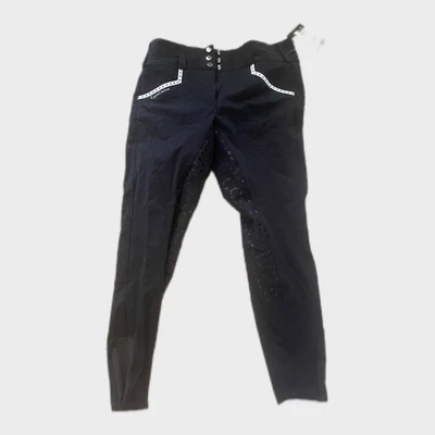 Calça de Equitação Equine Couture Feminina Tamanho 30 Preta Assento Completo - Imagem 1 de 2